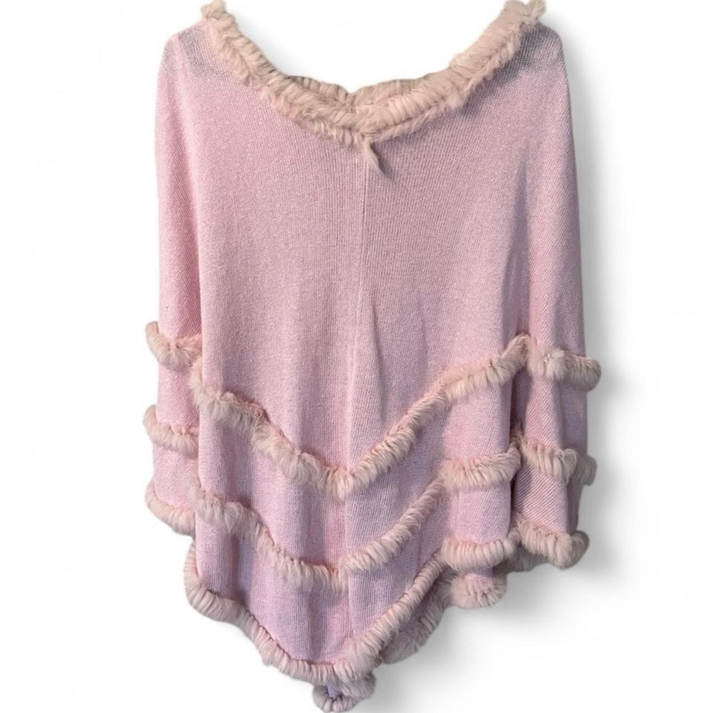 Pink Rabbit Fur Poncho Sweater
